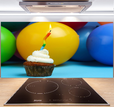 Glazen achterwand keuken Verjaardagscupcake