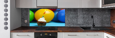 Glazen achterwand keuken Verjaardagscupcake