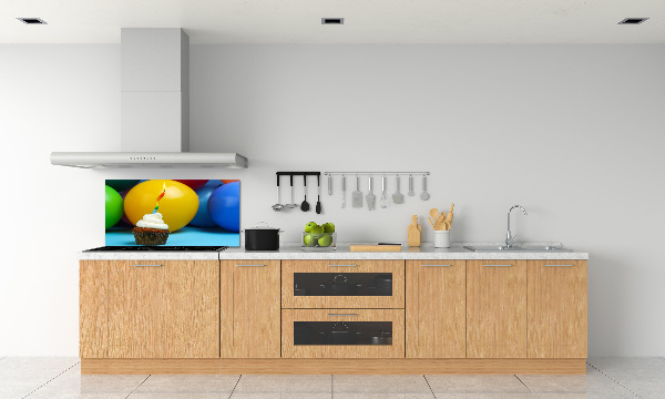 Glazen achterwand keuken Verjaardagscupcake