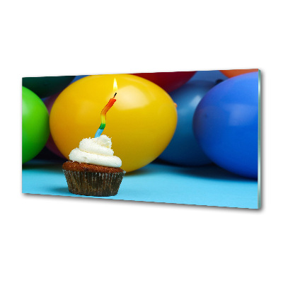 Glazen achterwand keuken Verjaardagscupcake
