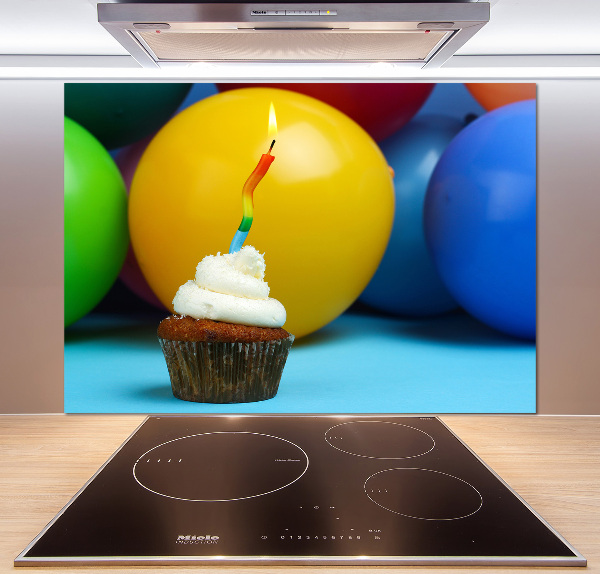 Glazen achterwand keuken Verjaardagscupcake