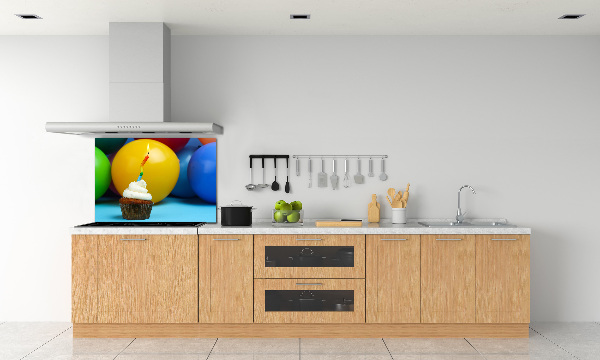 Glazen achterwand keuken Verjaardagscupcake