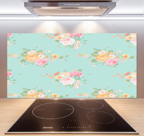 Achterwand keuken Bloemenpatroon