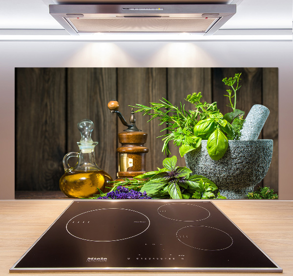 Keuken achterwand Kruiden in een vijzel