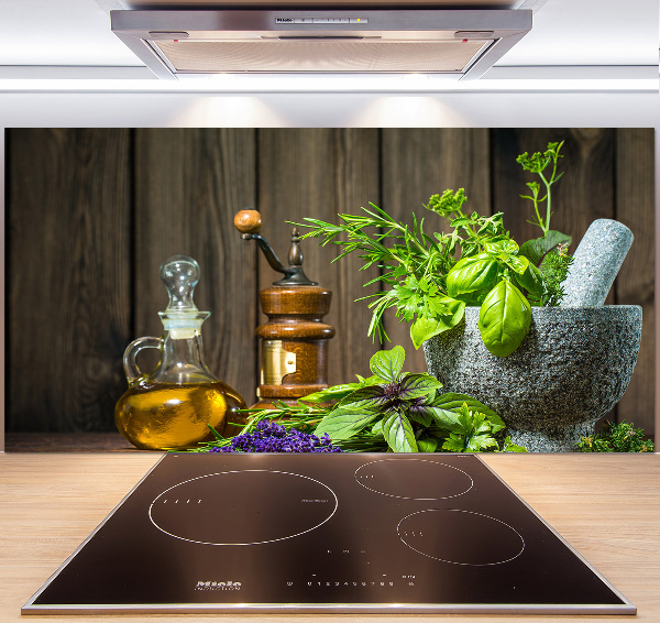 Keuken achterwand Kruiden in een vijzel