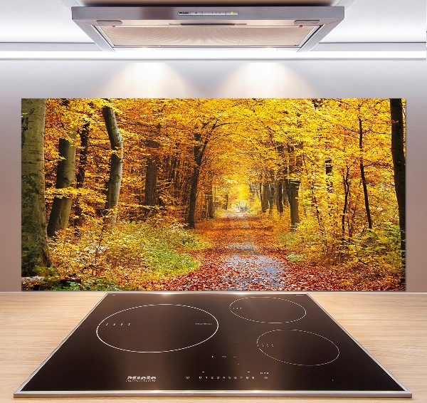 Glazen achterwand keuken Bos in de herfst