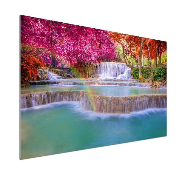 Spatscherm keuken Waterval in het bos