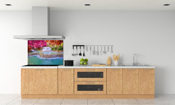 Spatscherm keuken Waterval in het bos