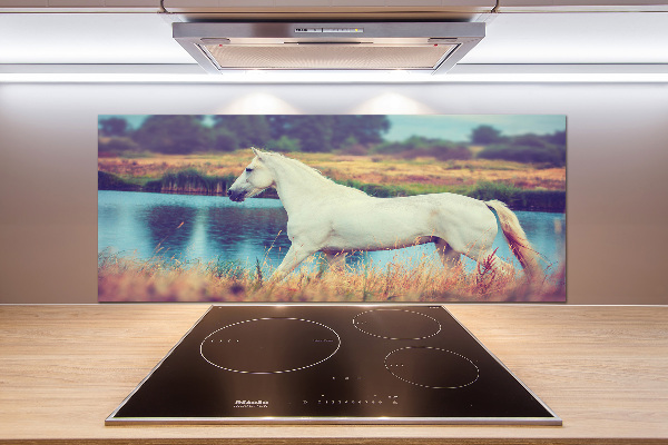 Panel do kuchni Biały koń jezioro