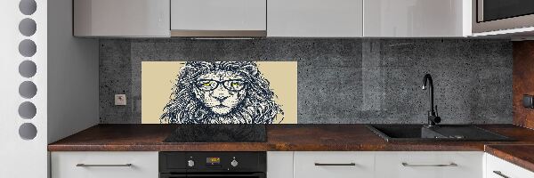 Glazen achterwand keuken Hipster leeuw