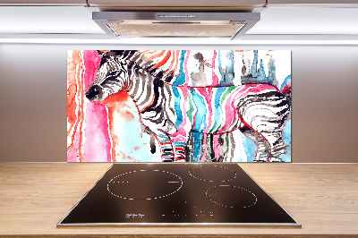Glazen achterwand keuken Kleurrijke zebra