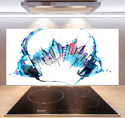 Spatscherm keuken Geluiden van de stad