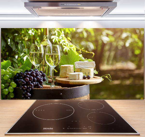 Glazen achterwand keuken Wijn en hapjes