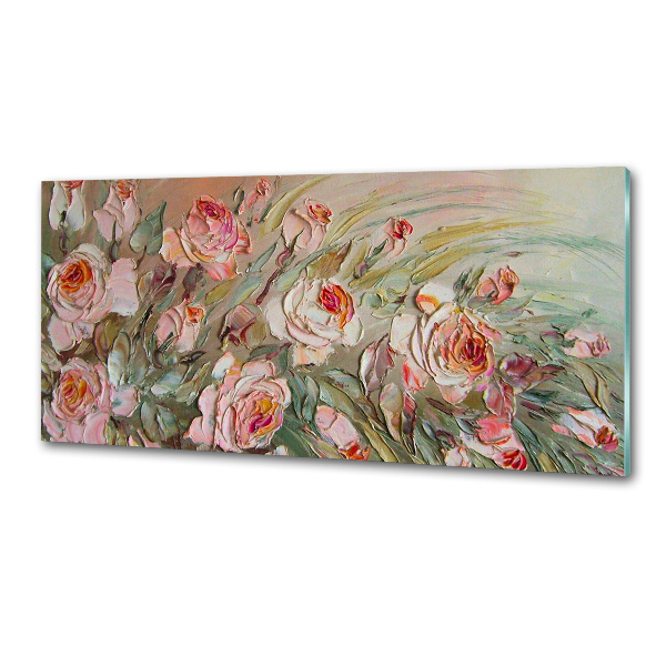 Glazen achterwand keuken Rozen