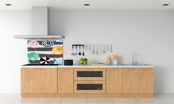 Spatscherm keuken Kleurrijke paraplu's