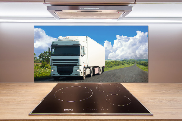 Glazen achterwand keuken Witte vrachtwagen