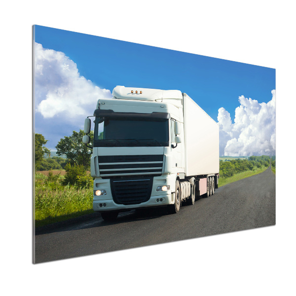 Glazen achterwand keuken Witte vrachtwagen