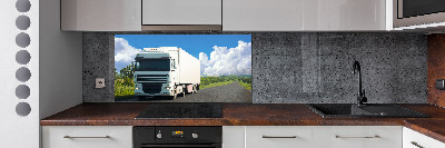 Glazen achterwand keuken Witte vrachtwagen