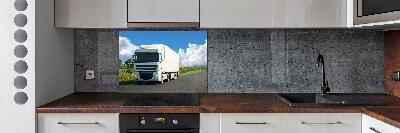 Glazen achterwand keuken Witte vrachtwagen