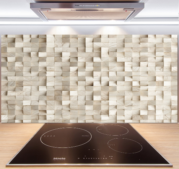 Spatscherm keuken Houten kubussen