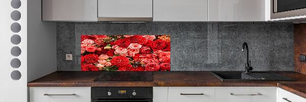 Spatscherm keuken Rode bloemen