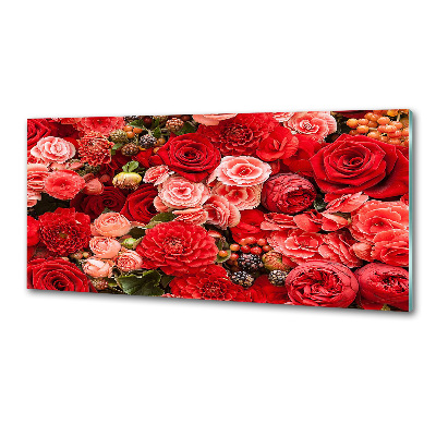 Spatscherm keuken Rode bloemen