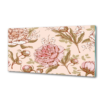 Spatplaat keuken Pioenrozen