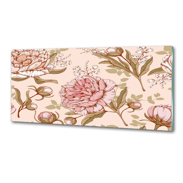 Panel szklany do kuchni Piwonie