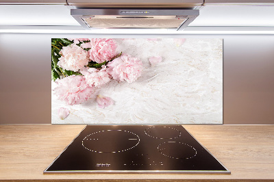 Glazen achterwand keuken Pioenrozen