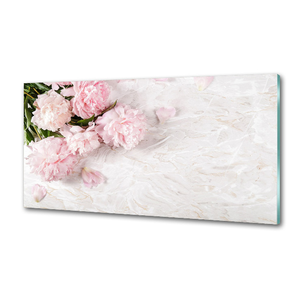 Glazen achterwand keuken Pioenrozen