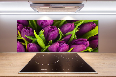 Achterwand keuken Paarse tulpen