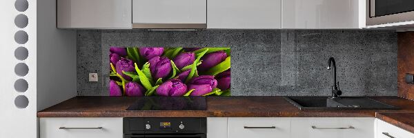 Achterwand keuken Paarse tulpen