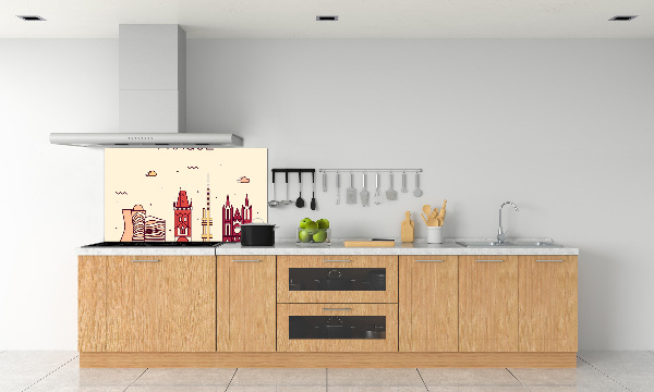 Glazen achterwand keuken Praagse gebouwen