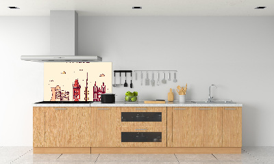 Glazen achterwand keuken Praagse gebouwen