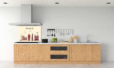 Glazen achterwand keuken Praagse gebouwen
