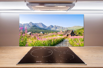 Glazen achterwand keuken Berghutten