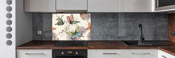 Achterwand keuken Vlinders en bloemen