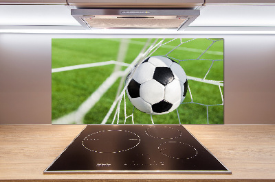 Spatscherm keuken De bal ligt in het doel.