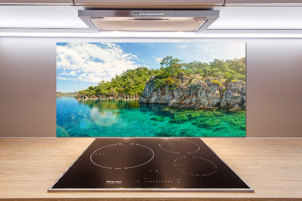 Spatscherm keuken Blauwe Lagune