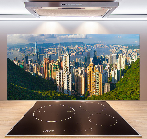 Glazen achterwand keuken Panorama van Hongkong