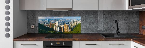 Glazen achterwand keuken Panorama van Hongkong