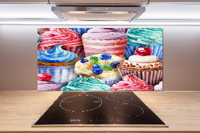 Glazen achterwand keuken Kleurrijke cupcakes