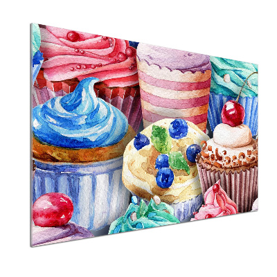 Glazen achterwand keuken Kleurrijke cupcakes