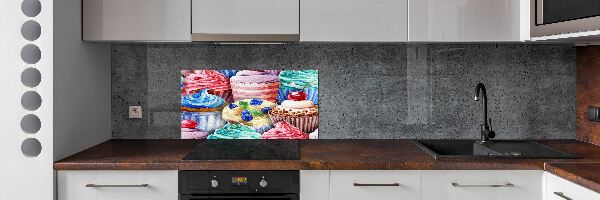 Glazen achterwand keuken Kleurrijke cupcakes