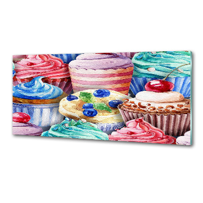 Glazen achterwand keuken Kleurrijke cupcakes