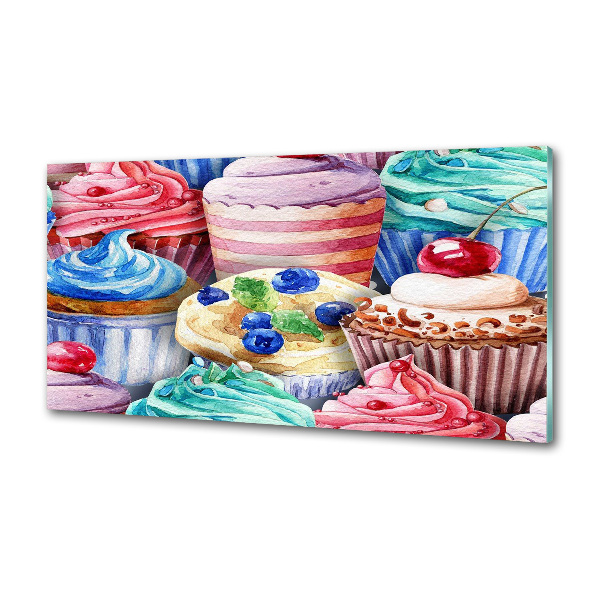 Glazen achterwand keuken Kleurrijke cupcakes