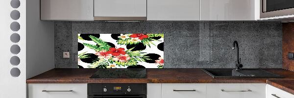Spatscherm keuken Hawaiiaanse bloemen