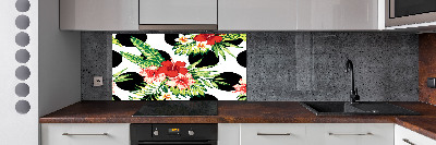 Spatscherm keuken Hawaiiaanse bloemen