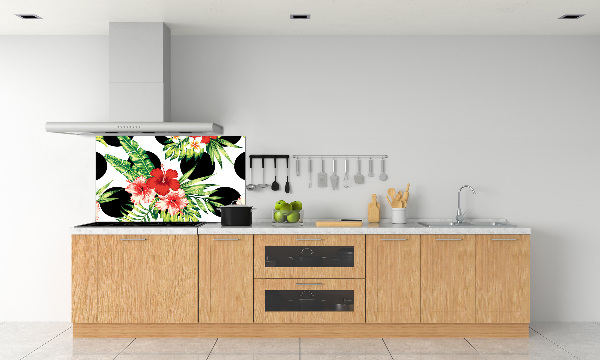 Spatscherm keuken Hawaiiaanse bloemen