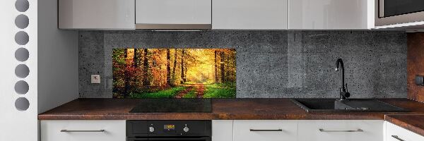 Spatscherm keuken Bos in de herfst